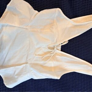 White Sleeveless Tie-Back Top
